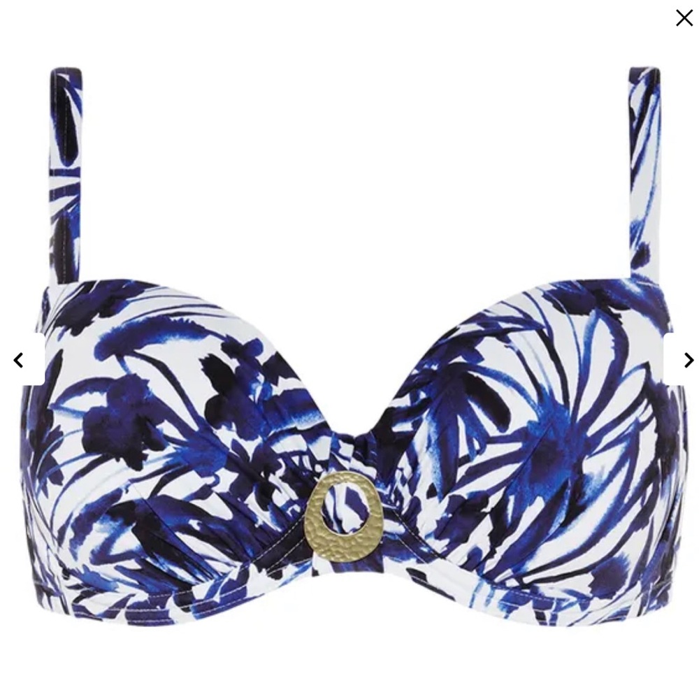 SWIMSUIT TOP BIKINI TOP Blue and White Floral BikinI E CUP XXL